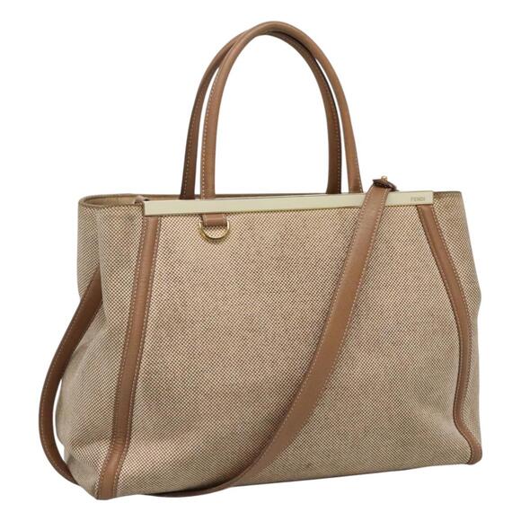 FENDI To Joule Hand Bag Canvas Gold Beige - Picture 1 of 13